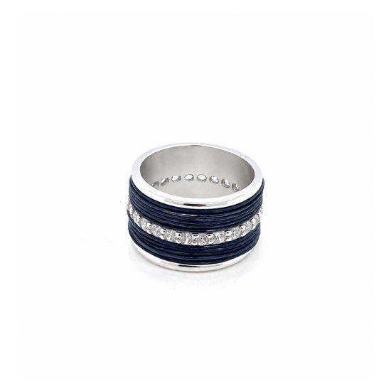 WIDE SILVER RING WITH ZIRCON AND STERLING SILVER