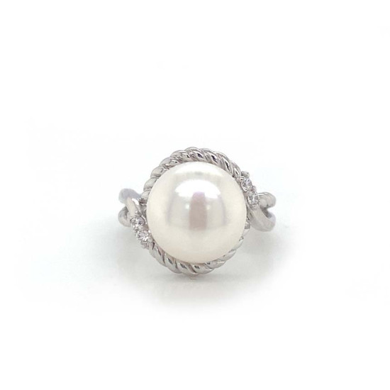 SILVER RING WITH PEARL AND ZIRCON