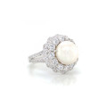 SILVER RING WITH PEARL AND ZIRCON SILVER RING WITH PEARL AND ZIRCON