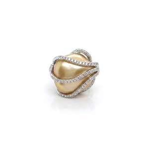 SILVER RING WITH MOTHER OF PEARL AND ZIRCON