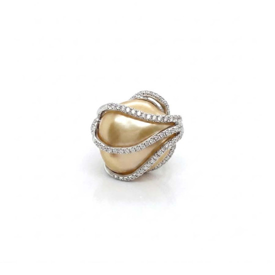 SILVER RING WITH MOTHER OF PEARL AND ZIRCON