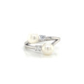 SILVER RING WITH 2 PEARLS AND ZIRCON
