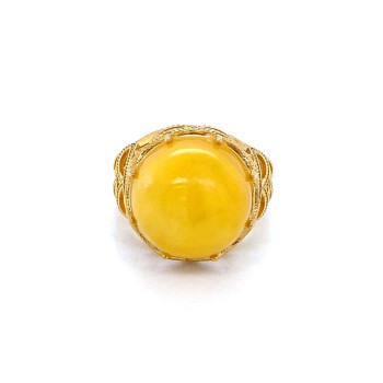 18k GOLD PLATED YELLOW AMBER RING 