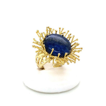 GOLD PLATED LAPIS RING