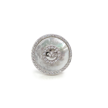 White Seashell silver ring