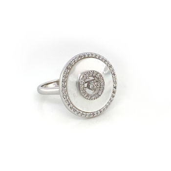 White Seashell silver ring