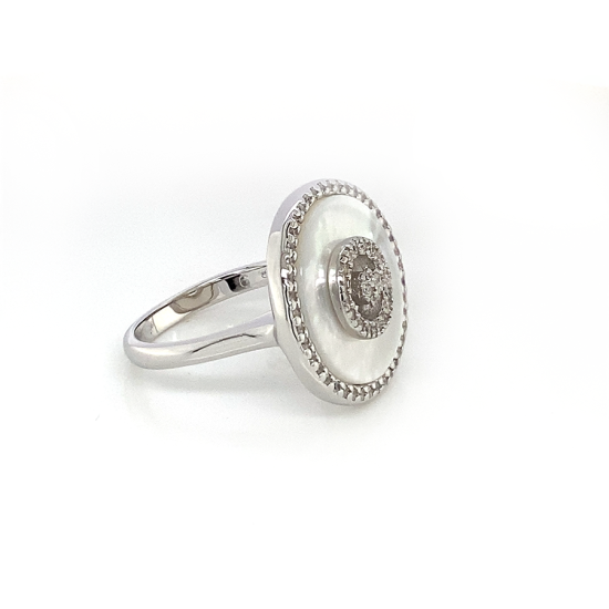 White Seashell silver ring