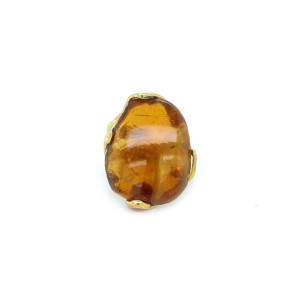 18k GOLD PLATED AMBER RING