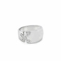18K GOLD-PLATED SILVER RING, WIDE SILVER BAND WITH ZIRCON