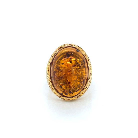 18k GOLD PLATED AMBER RING