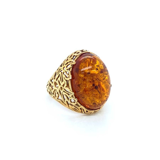 18k GOLD PLATED AMBER RING
