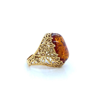 18k GOLD PLATED AMBER RING