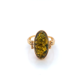 18k GOLD PLATED AMBER RING ( two faces ) 