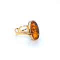 18k GOLD PLATED AMBER RING ( two faces ) 
