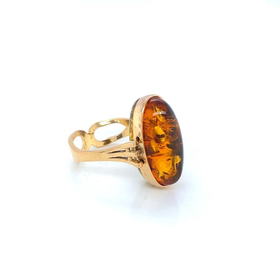 18k GOLD PLATED AMBER RING ( two faces ) 