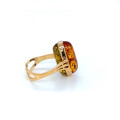 18k GOLD PLATED AMBER RING ( two faces ) 