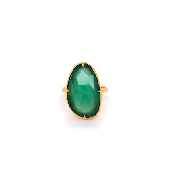 18K GOLD PLATED GREEN AGATE RING 18K GOLD PLATED GREEN AGATE RING