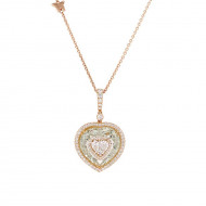 18K Gold Neckless With A Rare Green Amethyst Stone, Studded With 80 Pieces Of Diamond