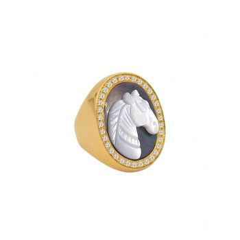 Gold with 34 pice of diamond ring with gray horse (chance)